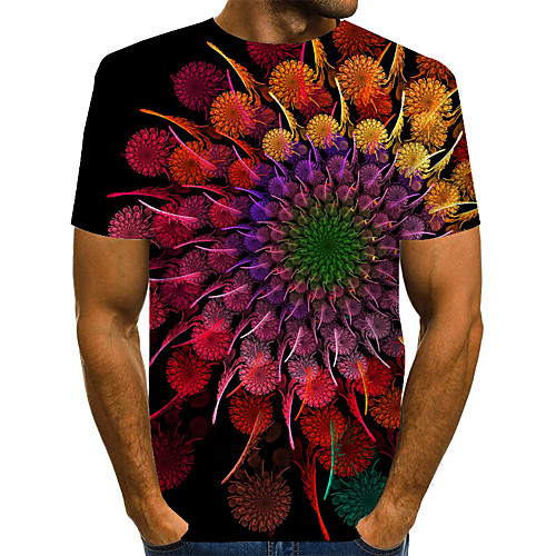 

Men's T shirt 3D Short Sleeve Daily Tops Basic Exaggerated Blue Purple Red