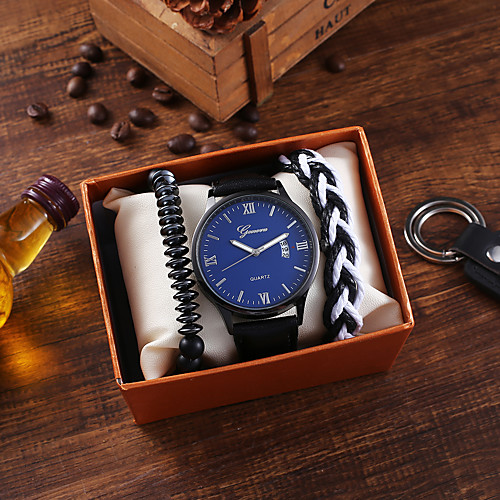 

Men's Sport Watch Quartz Stylish PU Leather Black / Blue Calendar / date / day Chronograph New Design Analog Classic Fashion - Blue Black