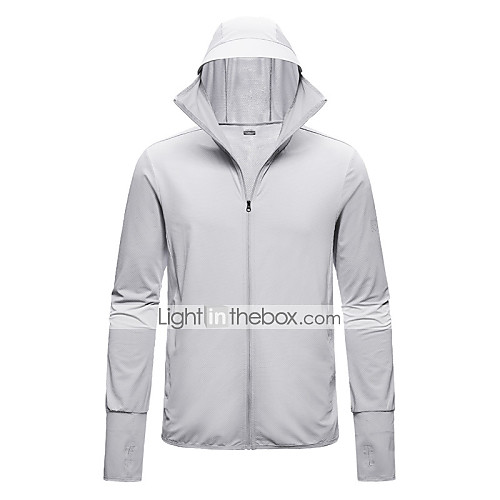 

Men's Full Zip Thumbhole Elastane Track Jacket Hoodie Jacket Running Jacket Hooded Running Walking Fitness UV Sun Protection UPF50 Sportswear Jacket Top Long Sleeve Activewear Micro-elastic