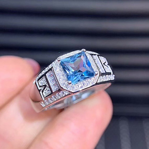 

Women's Ring Belle Ring AAA Cubic Zirconia 1pc Blue Copper Silver-Plated Irregular Statement Luxury Party Evening Gift Jewelry Geometrical Wearable