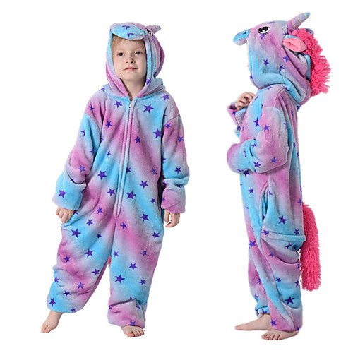 

Kid's Kigurumi Pajamas Unicorn Flying Horse Onesie Pajamas Flannelette Blue Cosplay For Boys and Girls Animal Sleepwear Cartoon Festival / Holiday Costumes