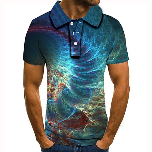 

Men's Graphic 3D Print Print Polo Daily Light Blue / Short Sleeve