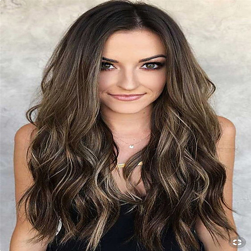 

Synthetic Wig Curly Middle Part Wig Long Light Brown Synthetic Hair 18 inch Women's Women Easy dressing Highlighted / Balayage Hair Light Brown