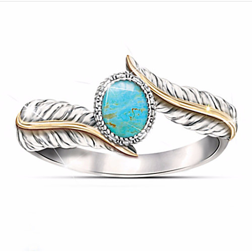 

Personalized Customized Clear Turquoise Ring Classic Gift Promise Festival Geometric 1pcs Silver