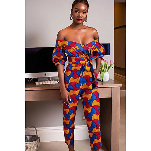 

Women's Wine Yellow Jumpsuit Onesie, Geometric S M L