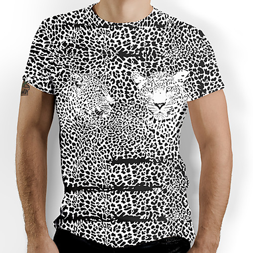 

Men's Leopard Graphic Print T-shirt Daily Gray