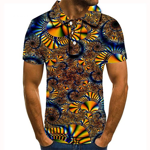 

Men's Graphic 3D Print Print Polo Daily Brown / Short Sleeve