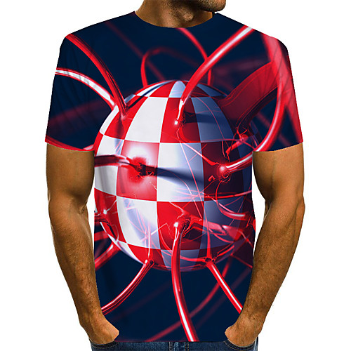

Men's Plus Size Geometric 3D Print T-shirt Street chic Exaggerated Daily Going out Round Neck Rainbow / Short Sleeve