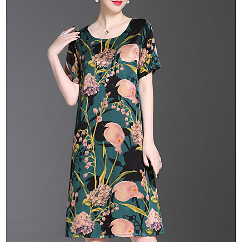 

Women's A Line Dress - Short Sleeves Floral Summer Street chic 2020 Red Green M L XL XXL XXXL XXXXL