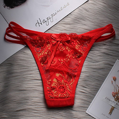 

Women's Lace / Bow / Basic G-strings & Thongs Panties - Normal Mid Waist Red Royal Blue White One-Size