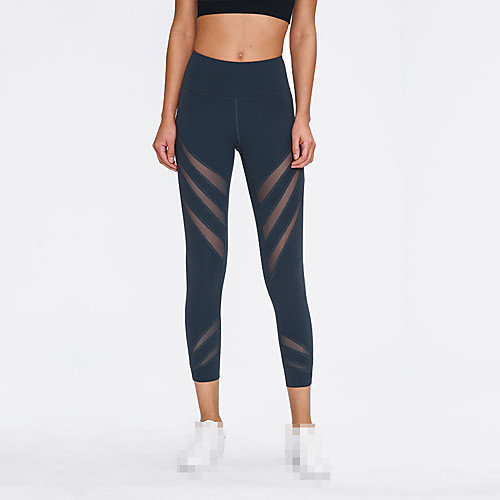 

Women's Leggings Running Tights Capris Mesh Elastane Sports Bottoms Running Jogging Training Breathable Quick Dry Tummy Control Fashion Black Grey Blue Blue Black / High Elasticity / Butt Lift