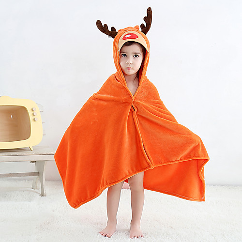 

Kid's Kigurumi Pajamas Bathrobe Oodie Reindeer Onesie Pajamas Flannel Fabric Orange Cosplay For Boys and Girls Animal Sleepwear Cartoon Festival / Holiday Costumes / Bath Robe / Bath Robe