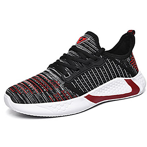 

Men's Spring & Summer Sporty Athletic Trainers / Athletic Shoes Running Shoes PU / Tissage Volant Non-slipping Black / Red / Black / Dark Blue Color Block