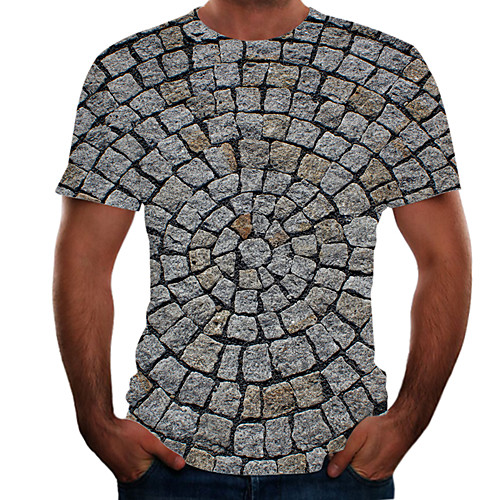 

Men's Plus Size Color Block 3D T-shirt Basic Going out Weekend Round Neck Rainbow / Short Sleeve / Animal