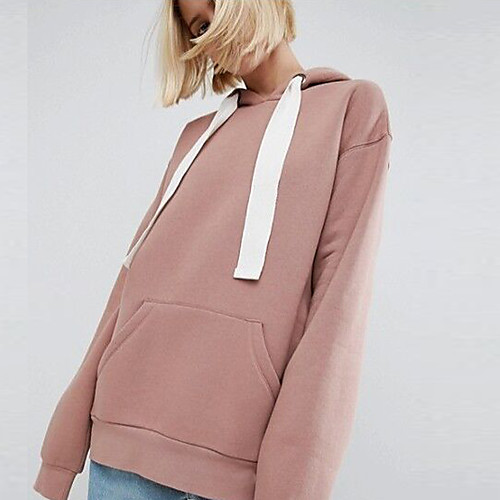 

Women's Hoodie Solid Colored Casual Blushing Pink Brown S M L XL