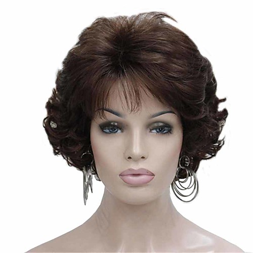 

Synthetic Wig Curly Matte Layered Haircut Wig Short sepia Synthetic Hair 6 inch Women's Fashionable Design curling Fluffy Brown