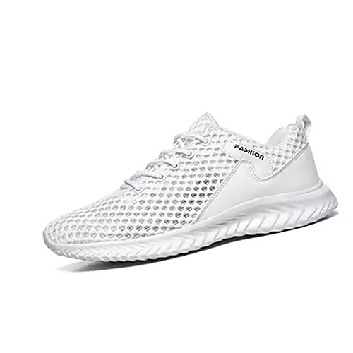 

Men's Summer Sporty Athletic Trainers / Athletic Shoes Running Shoes Mesh / PU Non-slipping Black and White / White / Black