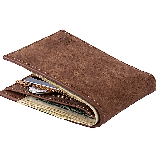 

Men's PU Wallet Solid Color Black / Coffee