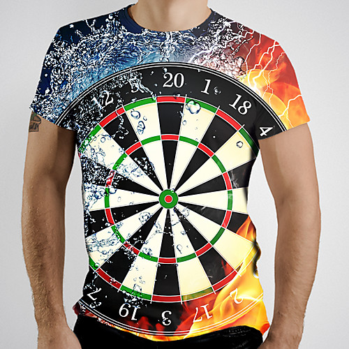 

Men's T shirt Graphic Flame Short Sleeve Daily Tops Basic Elegant Rainbow