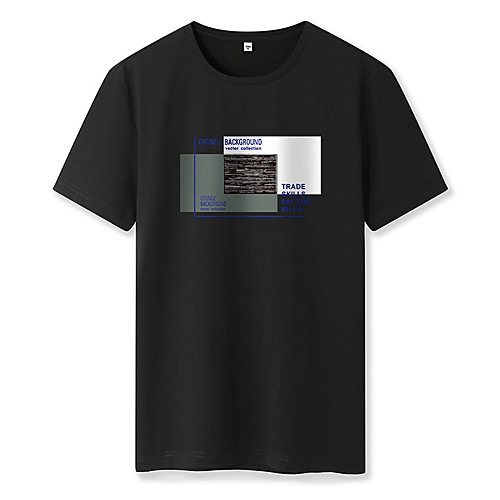

Men's Graphic Solid Colored T-shirt - Cotton Basic Street chic Daily Weekend Round Neck White / Black / Short Sleeve / Letter
