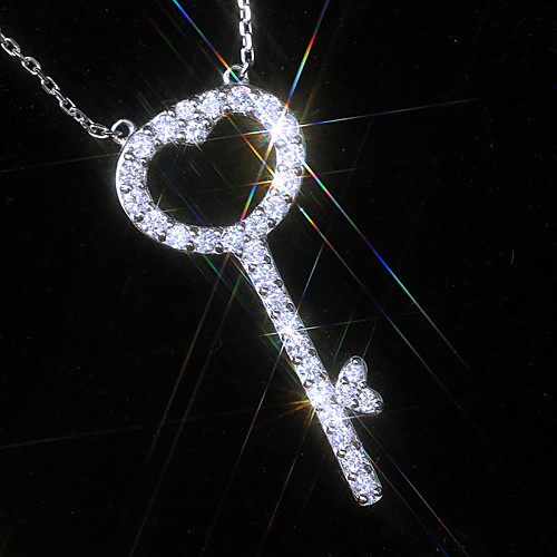 

Women's White AAA Cubic Zirconia Pendant Necklace Classic Statement Silver White 30-45 cm Necklace Jewelry 1pc For Festival