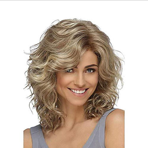 

Synthetic Wig Deep Wave Asymmetrical Wig Blonde Medium Length Golden Brown#12 Synthetic Hair 14 inch Women's Party Blonde