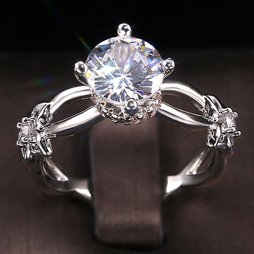 

Women's Ring Belle Ring AAA Cubic Zirconia 1pc White Copper Silver-Plated Irregular Statement Luxury Party Evening Gift Jewelry Geometrical Wearable