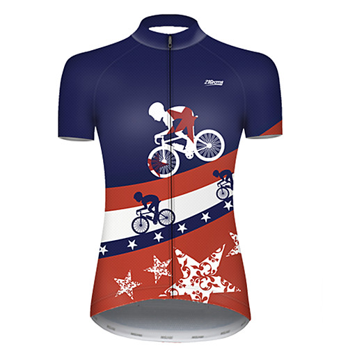 

21Grams Women's Short Sleeve Cycling Jersey Polyester RedBlue American / USA National Flag Bike Jersey Top Mountain Bike MTB Road Bike Cycling Breathable Quick Dry Ultraviolet Resistant Sports