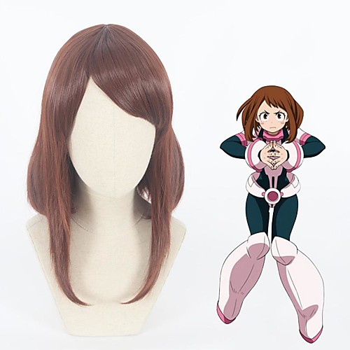 

Cosplay Wig Ochaco Uraraka My Hero Academia / Boku No Hero Curly Asymmetrical With Bangs Wig Short Brown Synthetic Hair 14 inch Women's Anime Cosplay Women Brown