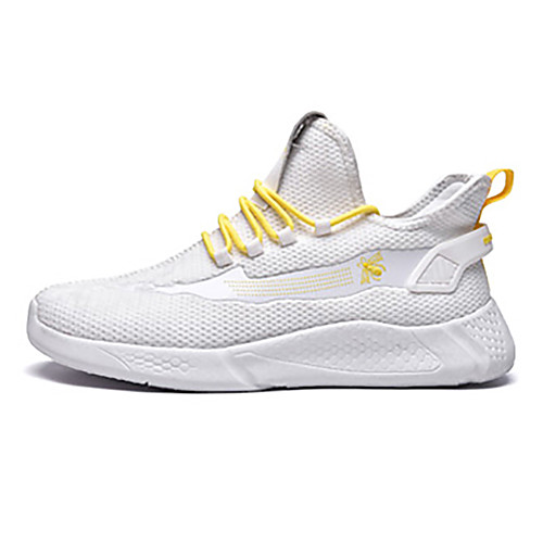 

Men's Spring & Summer Sporty Athletic Trainers / Athletic Shoes Running Shoes Elastic Fabric / Tissage Volant Non-slipping Black and White / White / Black