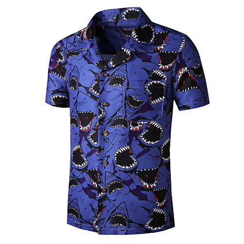

Men's Graphic Print Shirt Tropical Daily Button Down Collar Blue / Short Sleeve