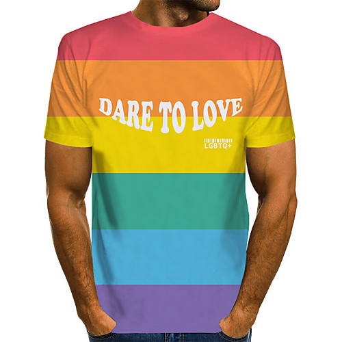 

Love wins Men's 3D Sun Flower Print T-shirt Basic Exaggerated Daily Rainbow