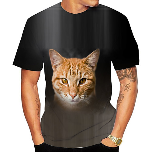

Men's Plus Size 3D Animal T-shirt Basic Daily Going out Round Neck Black / Short Sleeve