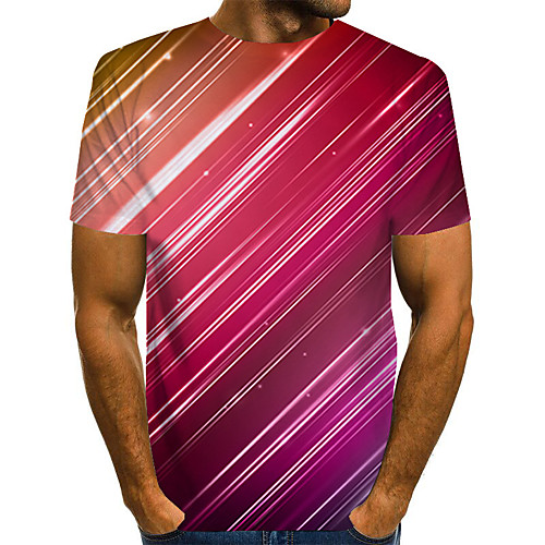 

Men's Plus Size 3D Print T-shirt Basic Daily Round Neck Fuchsia / Short Sleeve