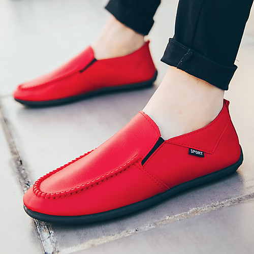 

Men's Spring & Summer / Fall & Winter Casual Daily Outdoor Loafers & Slip-Ons Walking Shoes Faux Leather / PU Breathable Waterproof Non-slipping Black / Red / Orange Slogan