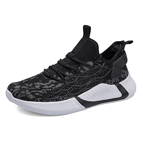 

Men's Fall Daily Outdoor Trainers / Athletic Shoes Running Shoes / Walking Shoes Tissage Volant Breathable Non-slipping Shock Absorbing Dark Grey / Black