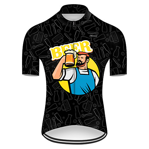 

21Grams Men's Short Sleeve Cycling Jersey Polyester Black / Yellow Oktoberfest Beer Bike Jersey Top Mountain Bike MTB Road Bike Cycling Breathable Quick Dry Ultraviolet Resistant Sports Clothing