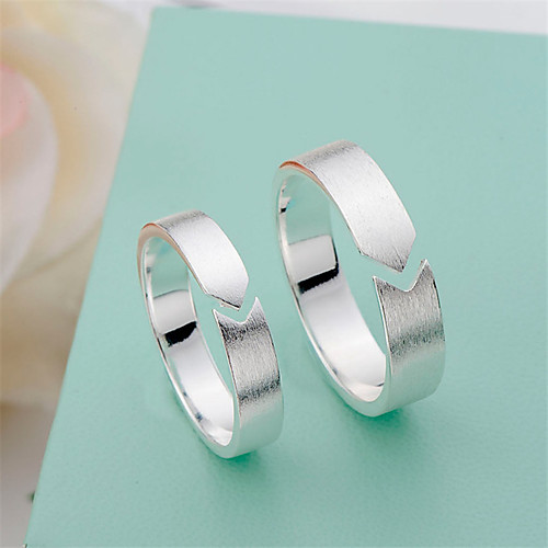 

Couple's Men Women Ring Open Cuff Ring Adjustable Ring 1 Pair Silver Copper Silver-Plated Irregular Stylish Artistic Simple Birthday Gift Jewelry Mismatched Wearable