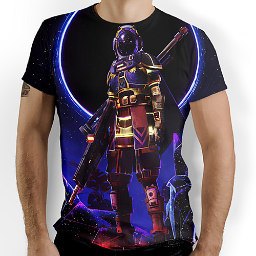 

Men's Graphic 3D Print Print T-shirt Daily Royal Blue