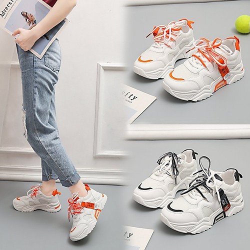 

Women's Trainers / Athletic Shoes Summer Flat Heel Round Toe Daily Mesh Black / Orange