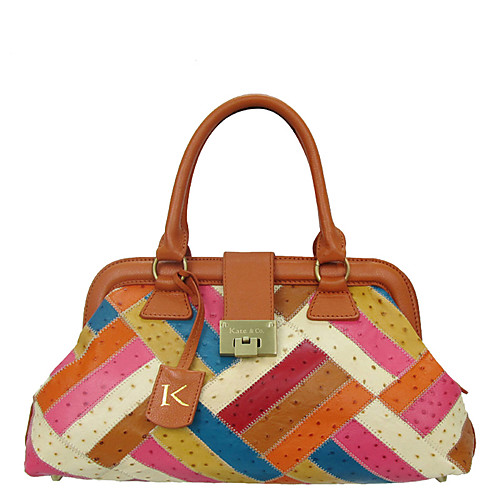 

Women's Cowhide Evening Bag / Top Handle Bag Floral Print Red / Orange