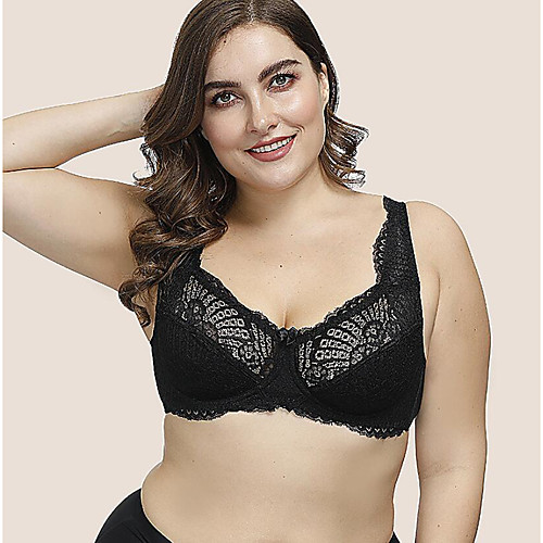 

Women's Lace Bras Underwire Bra Full Coverage Bra Sexy Cotton White Black