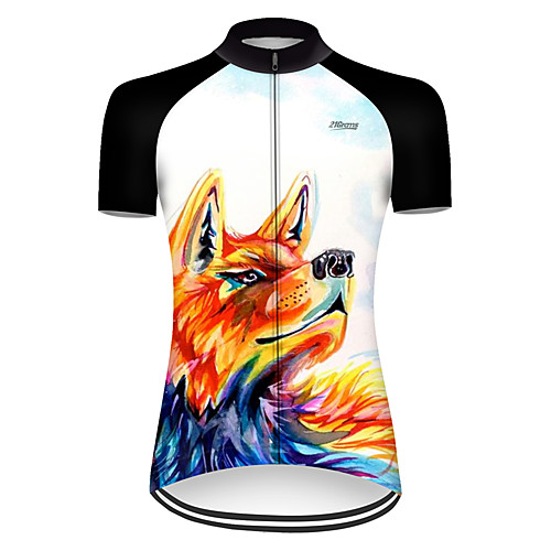 

21Grams Women's Short Sleeve Cycling Jersey Polyester Black / Orange Gradient Animal Wolf Bike Jersey Top Mountain Bike MTB Road Bike Cycling Breathable Quick Dry Ultraviolet Resistant Sports