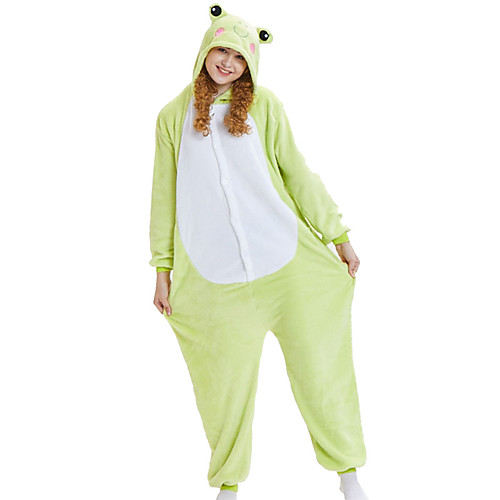 

Adults' Kigurumi Pajamas Frog Animal Onesie Pajamas Coral fleece Green Cosplay For Men and Women Animal Sleepwear Cartoon Festival / Holiday Costumes / Leotard / Onesie