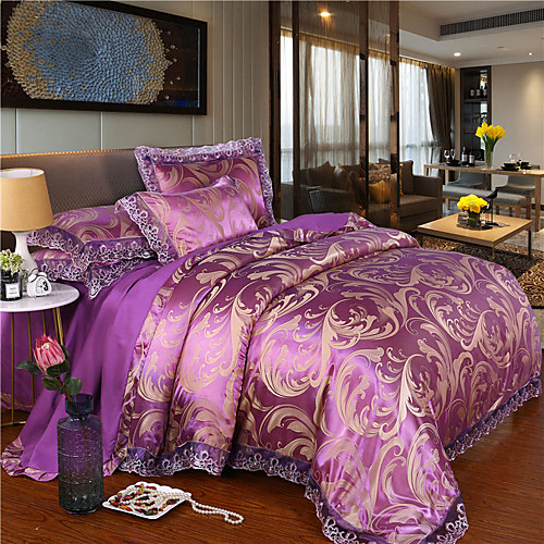 

European lace Jacquard Cotton Sateen four-piece wedding bedspread spread bedding