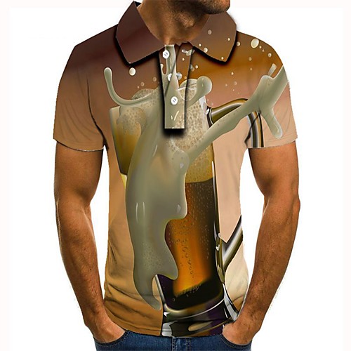 

Men's 3D Graphic Polo Basic Daily Shirt Collar Khaki / Short Sleeve