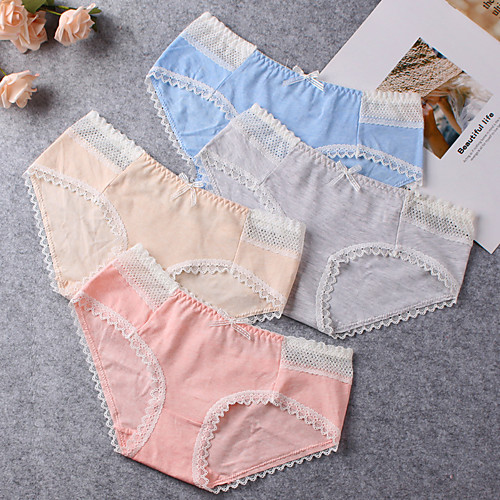 

Women's Lace / Bow / Basic Brief - Normal Mid Waist Purple Yellow Blushing Pink One-Size