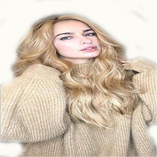 

Synthetic Wig Curly Middle Part Wig Long Light golden Synthetic Hair 18 inch Women's Fashionable Design Women Middle Part Blonde