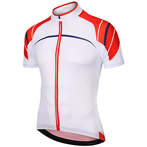 

21Grams Men's Short Sleeve Cycling Jersey Red / White Patchwork Solid Color Bike Jersey Top Mountain Bike MTB Road Bike Cycling UV Resistant Quick Dry Breathable Sports Clothing Apparel / Stretchy