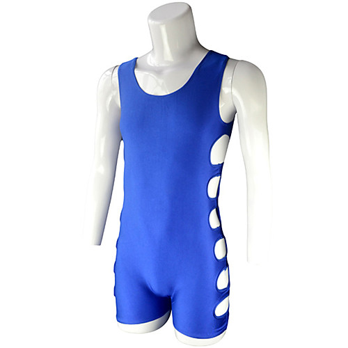 

Men's Cut Out Bodysuits Nightwear Solid Colored Blue One-Size